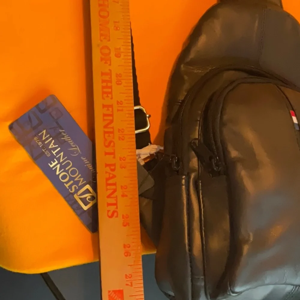 Stone Mountain Genuine Leather Black Sling Crossbody Bag, NWT - Picture 9 of 16